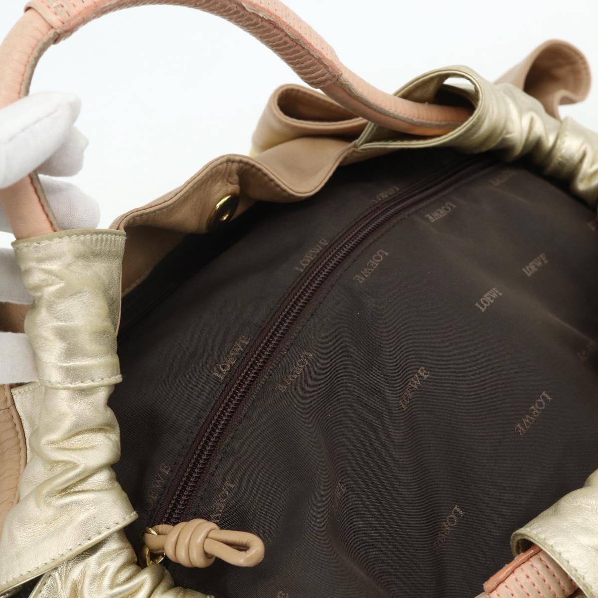 LOEWE Anagram Nappa Aire Hand Bag Leather Yellow Gold Auth bs35016A
