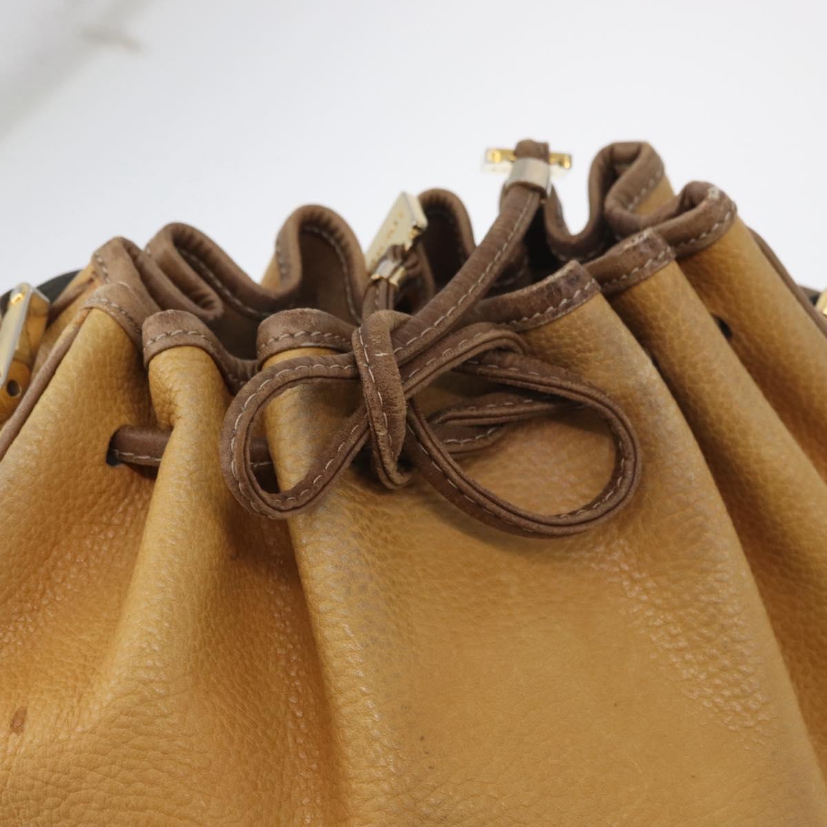 LOEWE Anagram Purse Shoulder Bag Leather Yellow Gold Auth bs35017