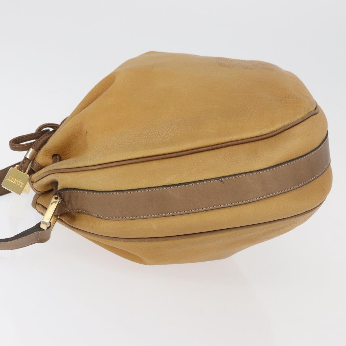 LOEWE Anagram Purse Shoulder Bag Leather Yellow Gold Auth bs35017