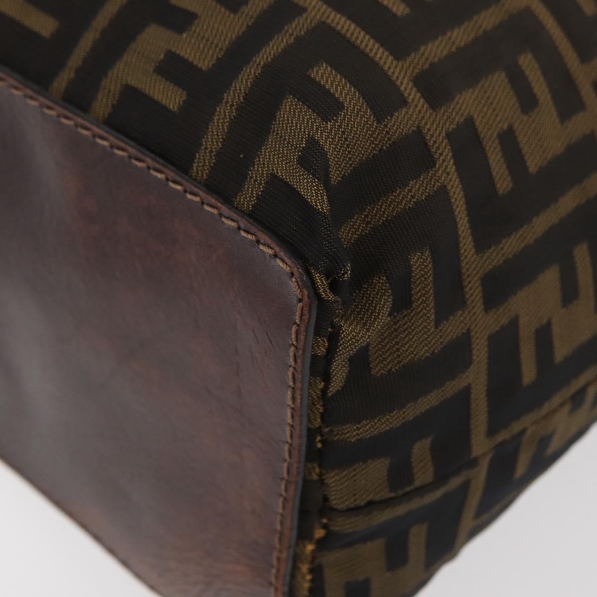 FENDI Zucca Canvas Tote Bag Black Brown Auth bs35018