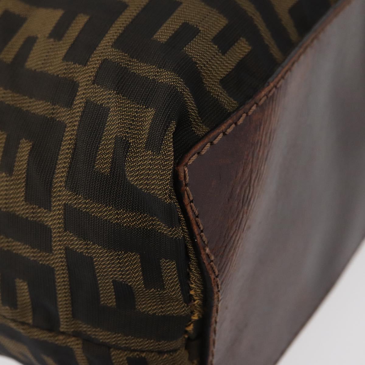 FENDI Zucca Canvas Tote Bag Black Brown Auth bs35018
