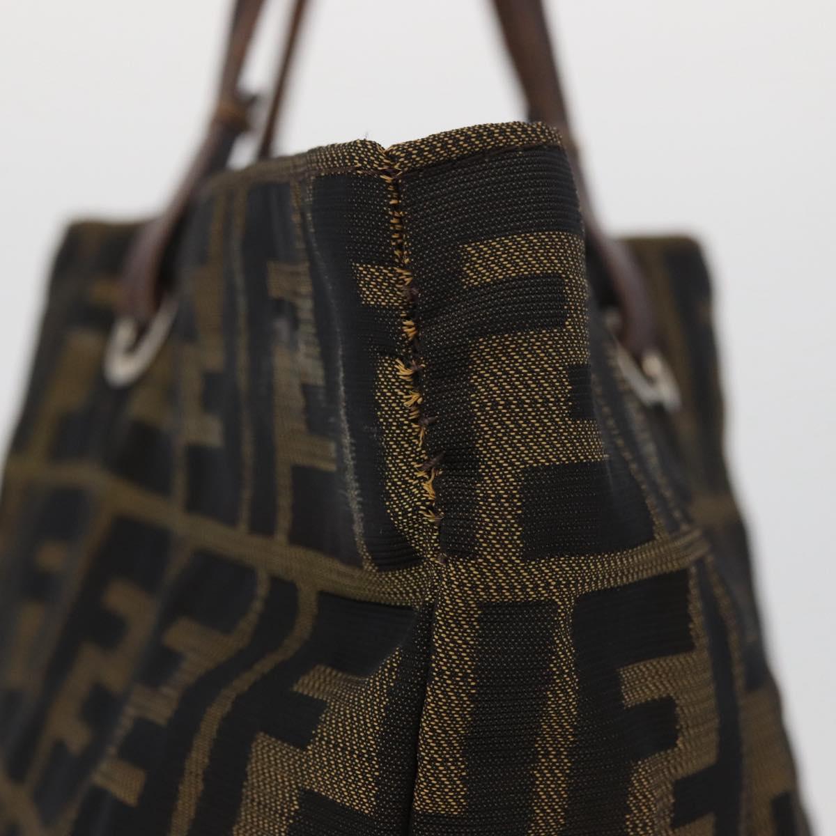 FENDI Zucca Canvas Tote Bag Black Brown Auth bs35018