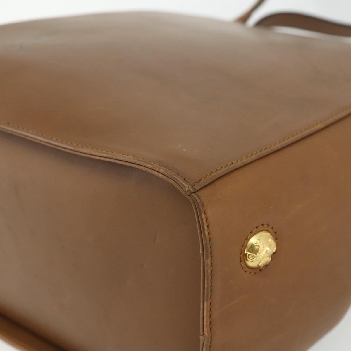 Salvatore Ferragamo Tote Bag Leather Brown Gold Auth bs35019