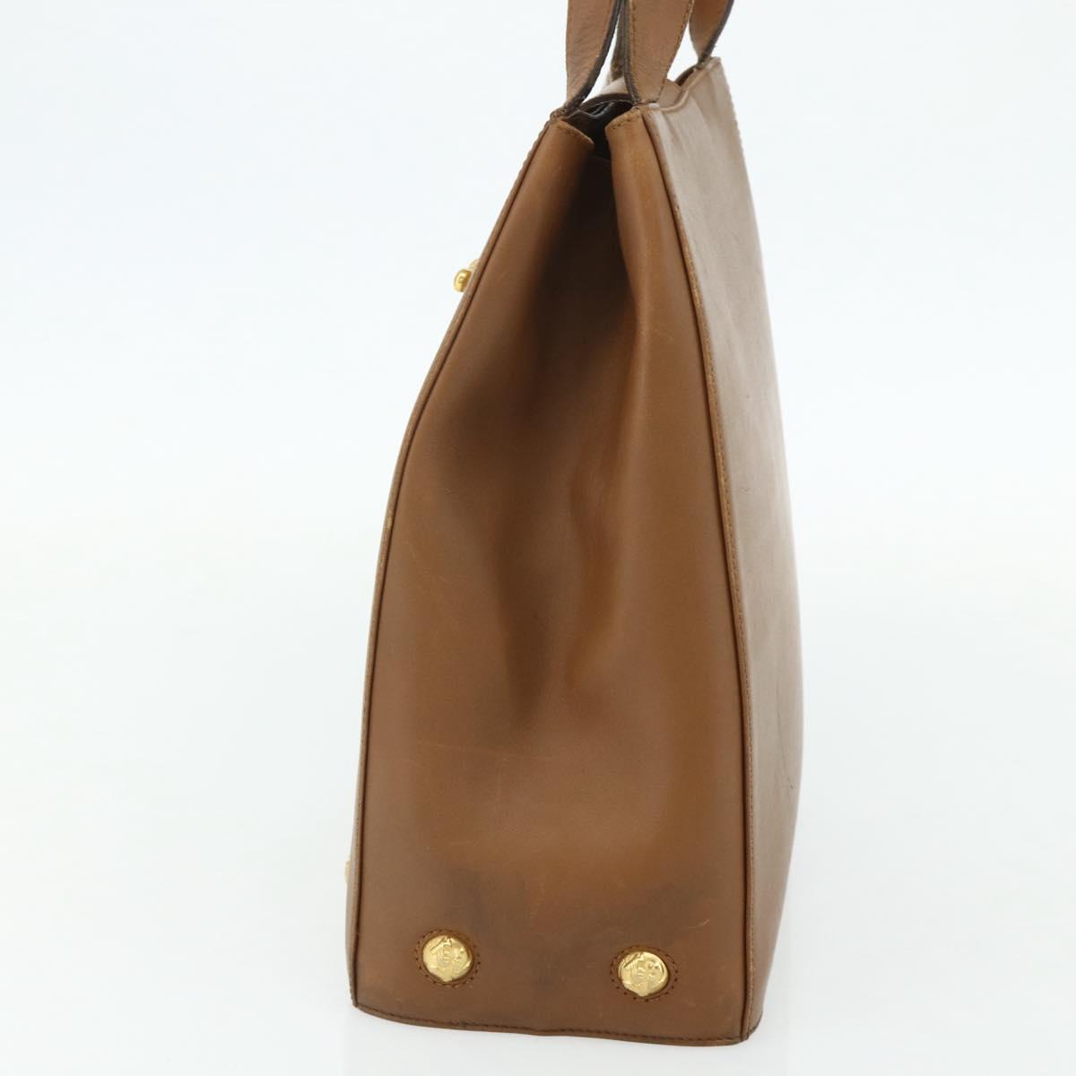 Salvatore Ferragamo Tote Bag Leather Brown Gold Auth bs35019