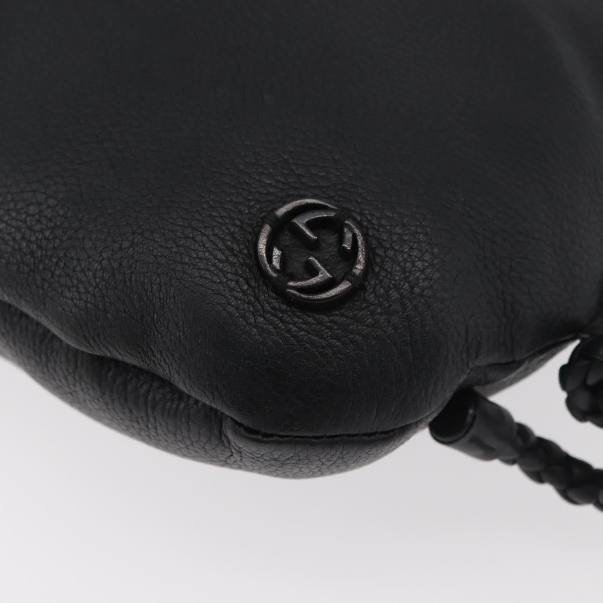 GUCCI Shoulder Bag Leather Black Silver 268244 Auth bs35022