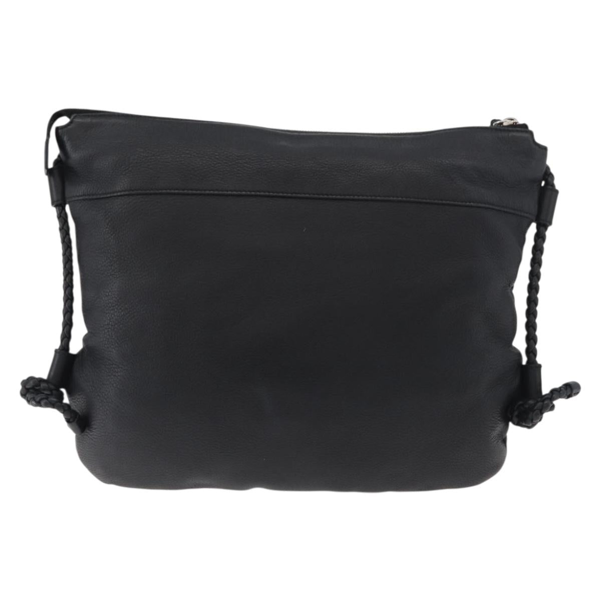 GUCCI Shoulder Bag Leather Black Silver 268244 Auth bs35022