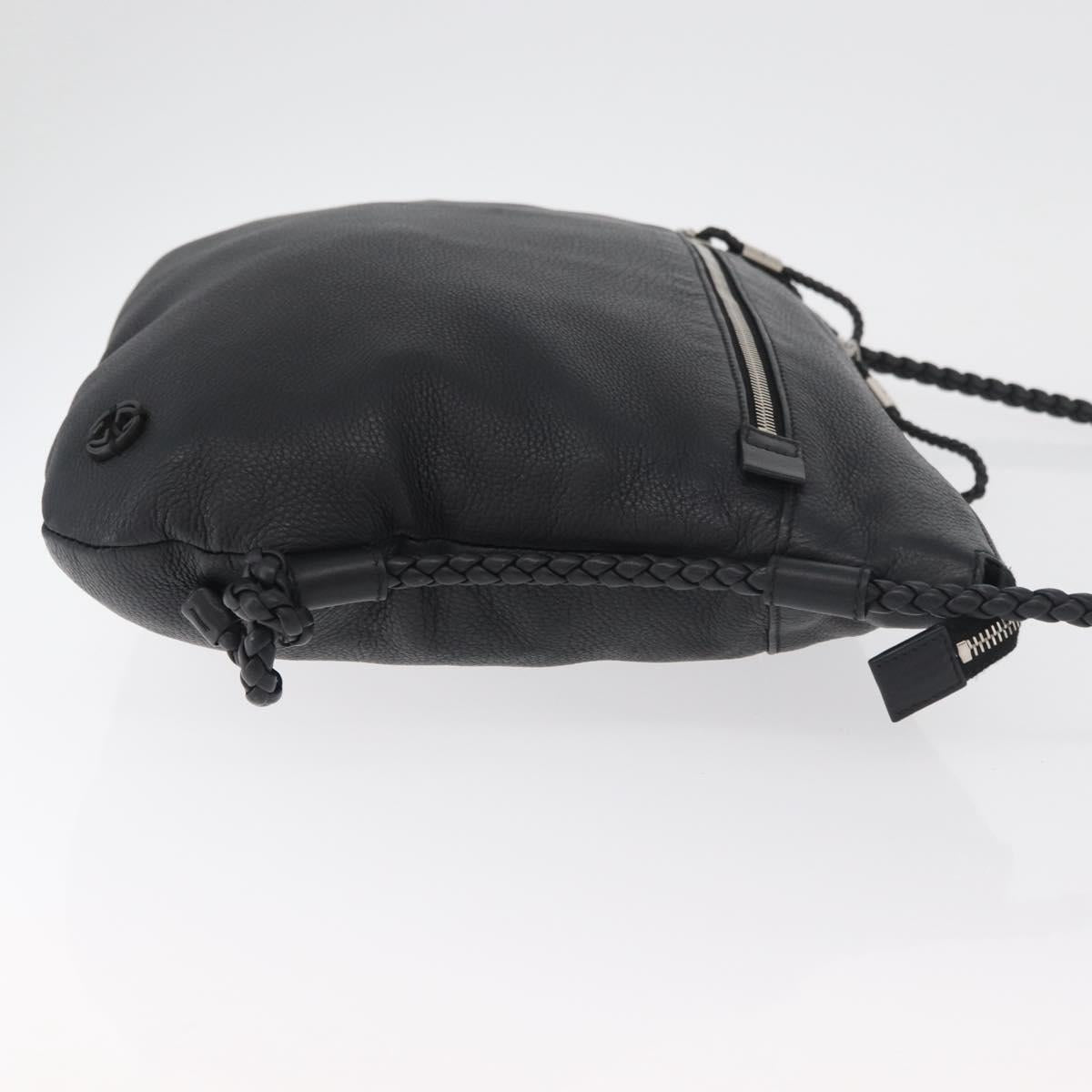 GUCCI Shoulder Bag Leather Black Silver 268244 Auth bs35022