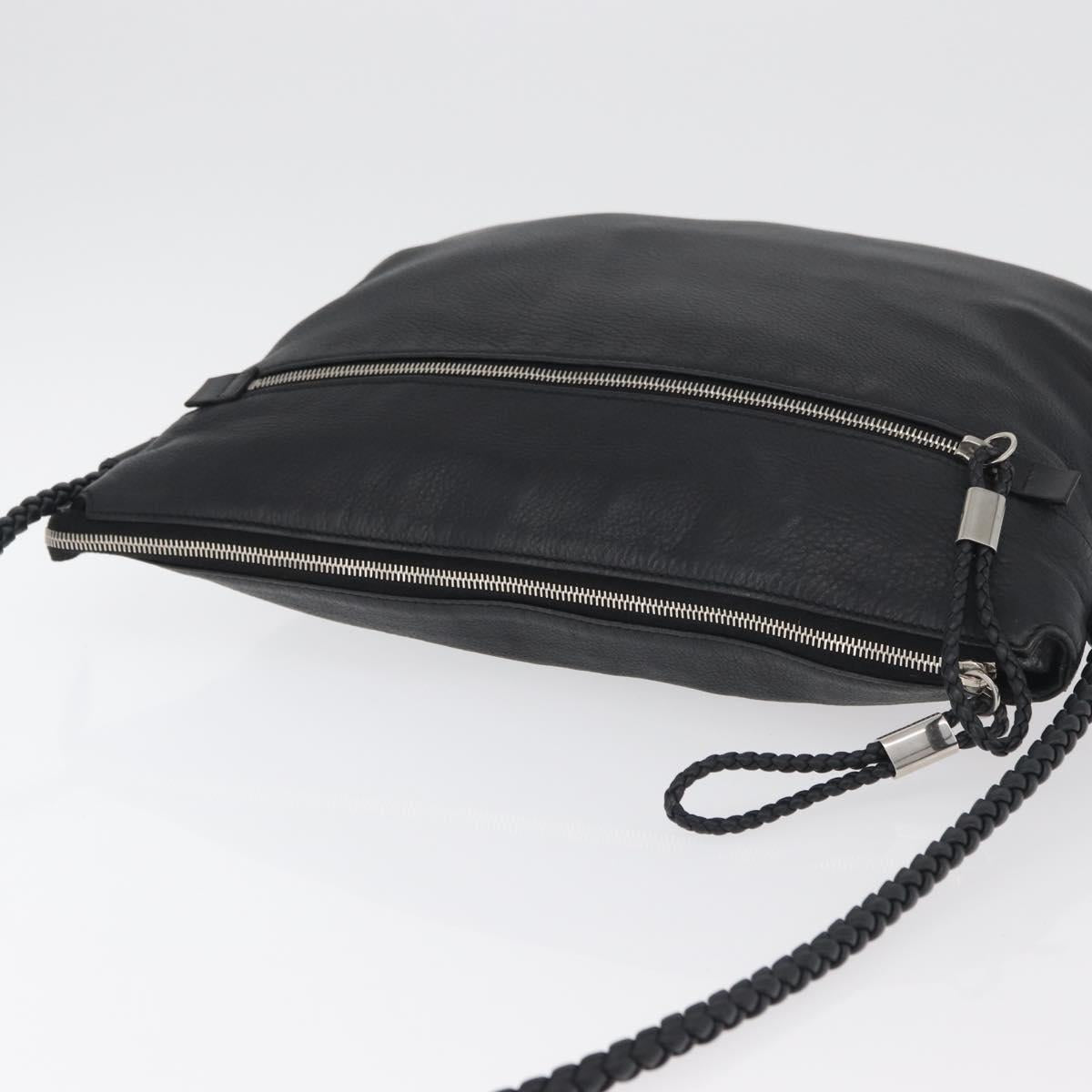 GUCCI Shoulder Bag Leather Black Silver 268244 Auth bs35022