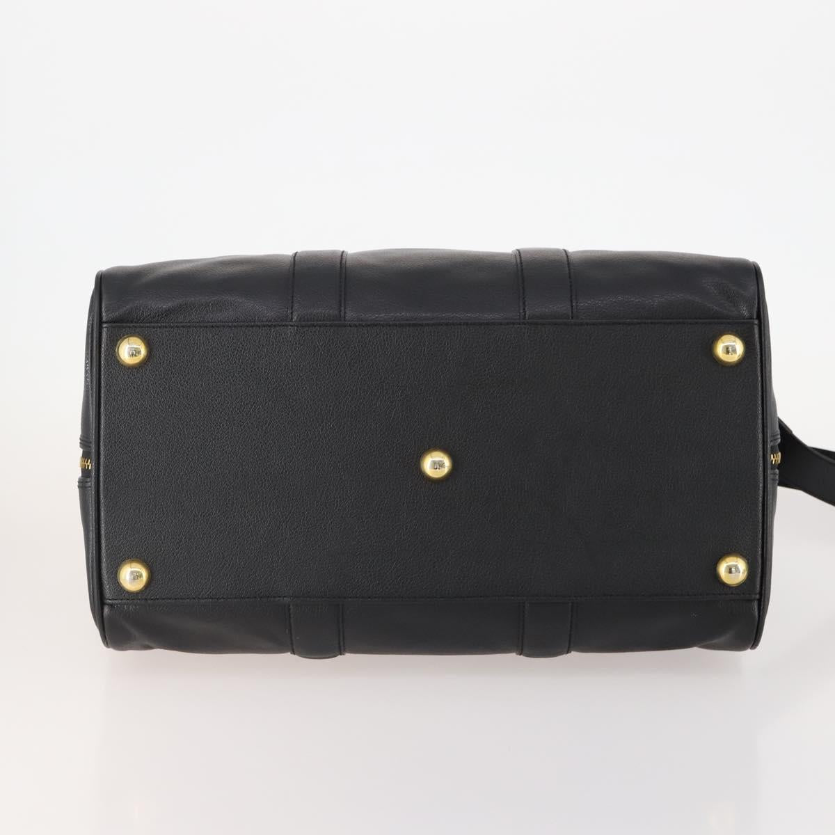 Salvatore Ferragamo Boston Bag Leather 2way Black Gold Auth bs35026A