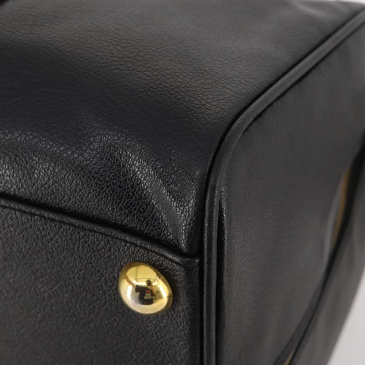 Salvatore Ferragamo Boston Bag Leather 2way Black Gold Auth bs35026A