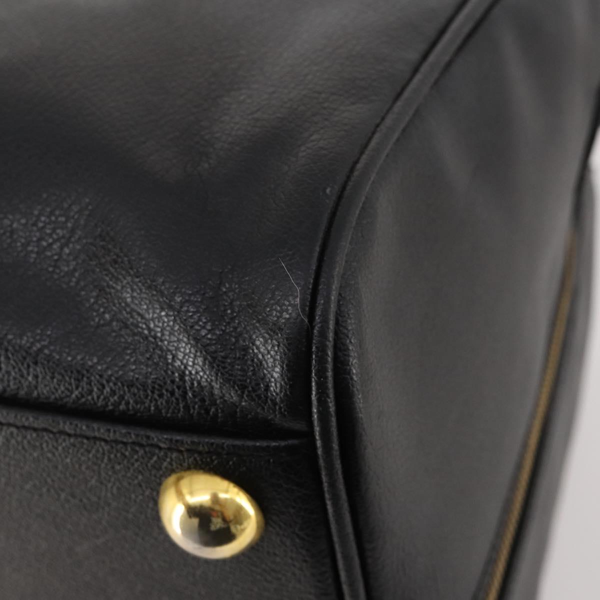 Salvatore Ferragamo Boston Bag Leather 2way Black Gold Auth bs35026A