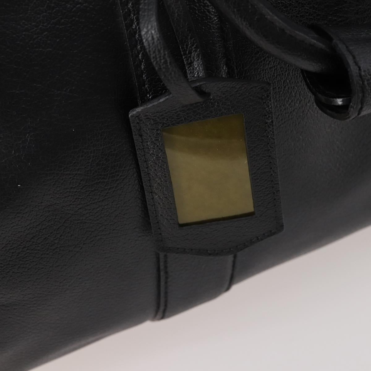 Salvatore Ferragamo Boston Bag Leather 2way Black Gold Auth bs35026A