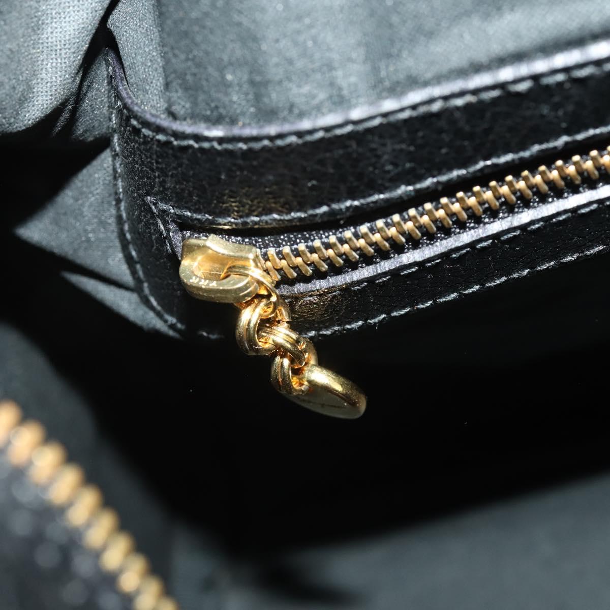 Salvatore Ferragamo Boston Bag Leather 2way Black Gold Auth bs35026A