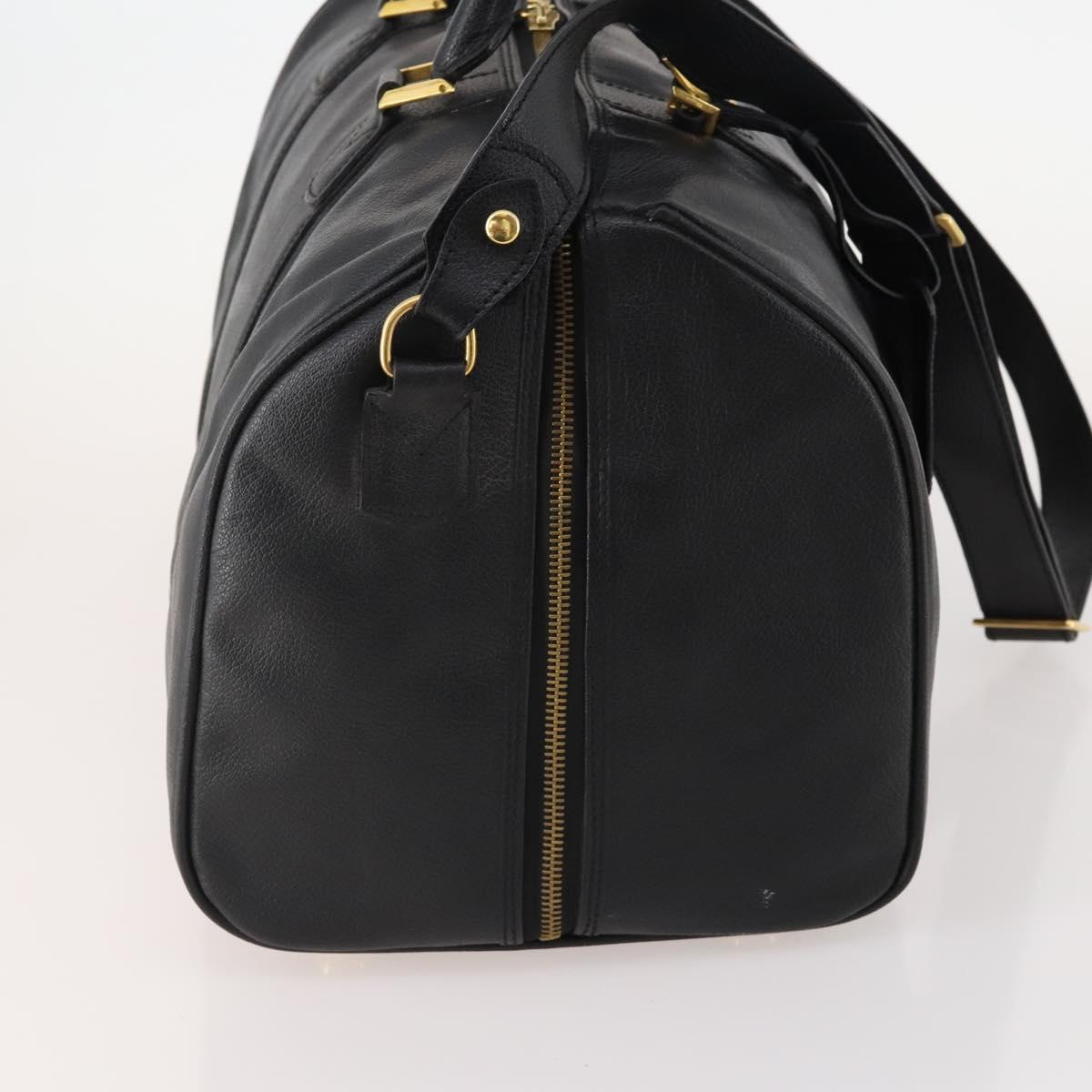 Salvatore Ferragamo Boston Bag Leather 2way Black Gold Auth bs35026A