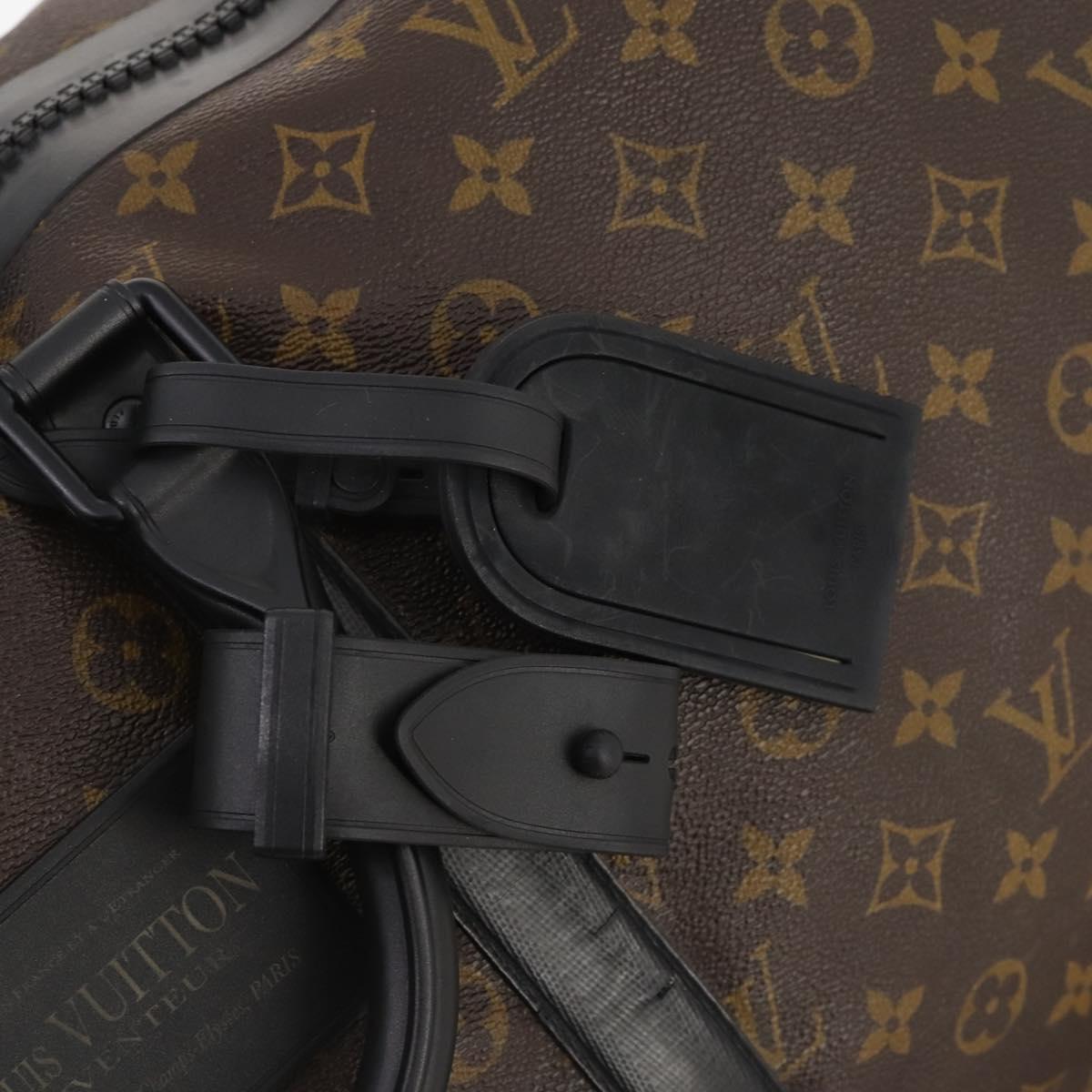 LOUIS VUITTON Monogram Macassar Keepall Bandouliere 55 Bag M56714 Auth bs35027