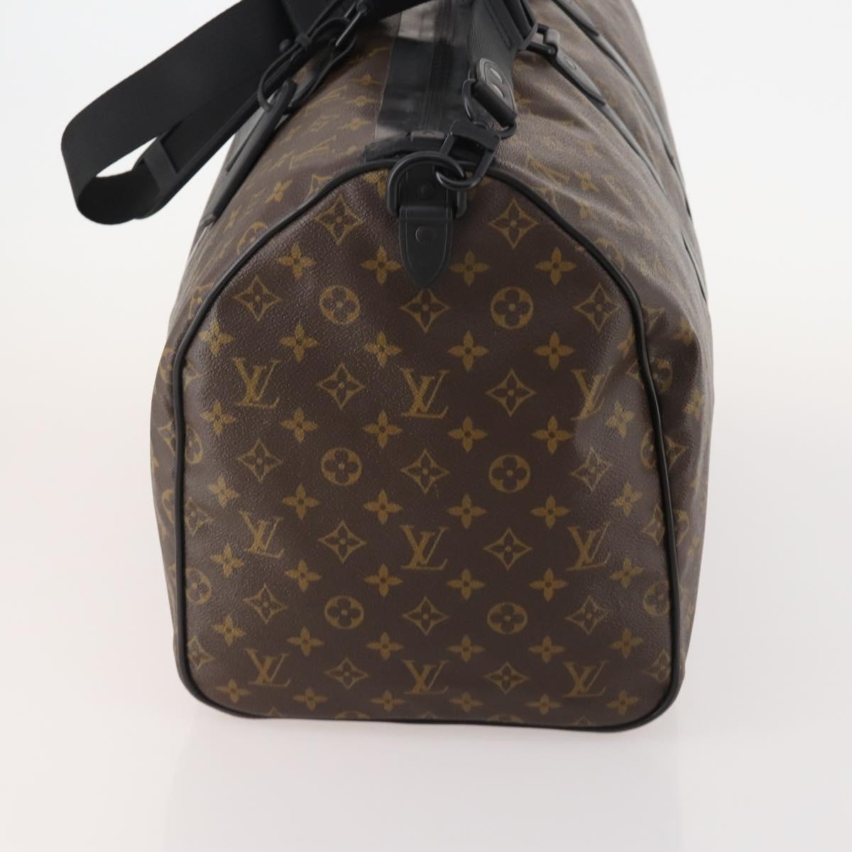 LOUIS VUITTON Monogram Macassar Keepall Bandouliere 55 Bag M56714 Auth bs35027