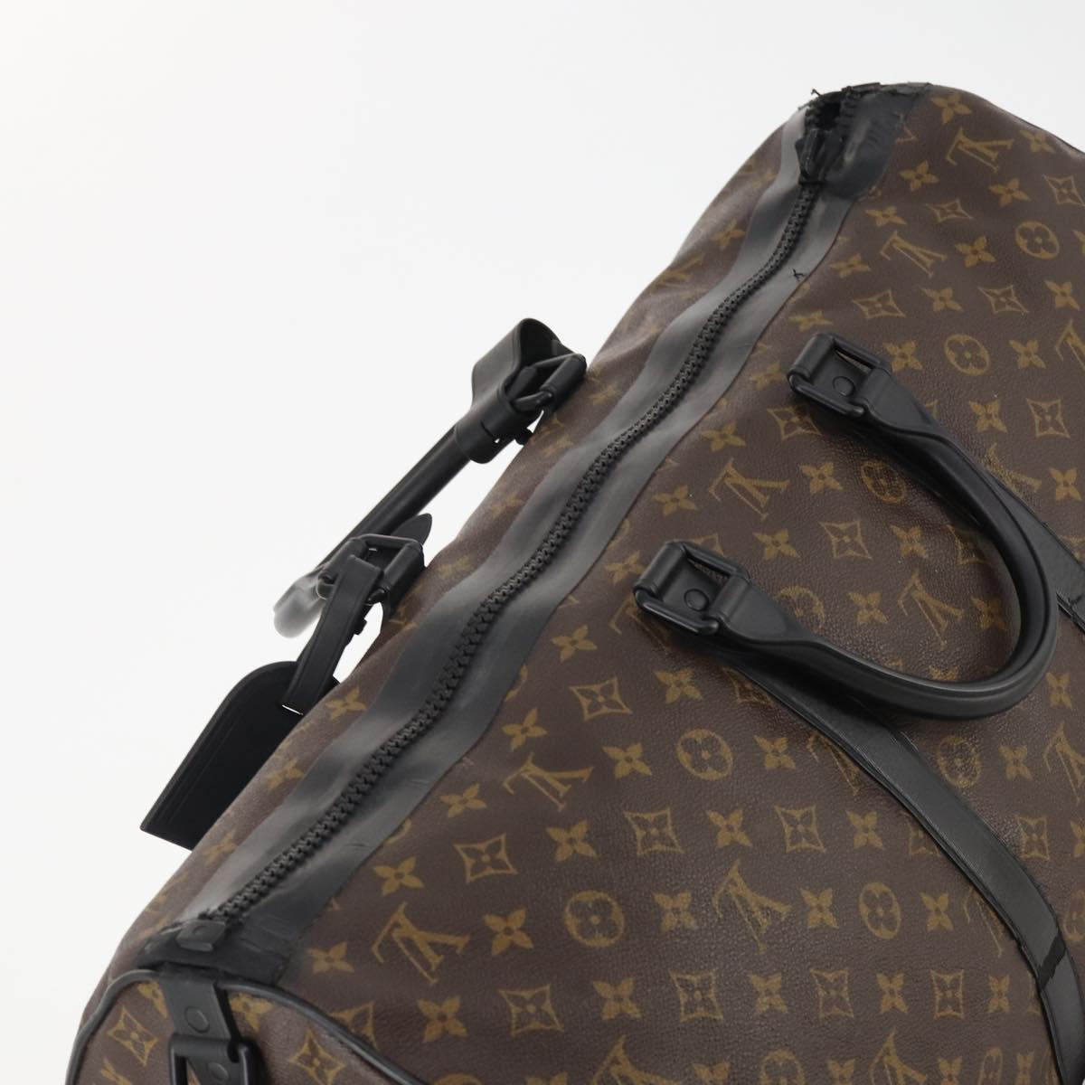 LOUIS VUITTON Monogram Macassar Keepall Bandouliere 55 Bag M56714 Auth bs35027