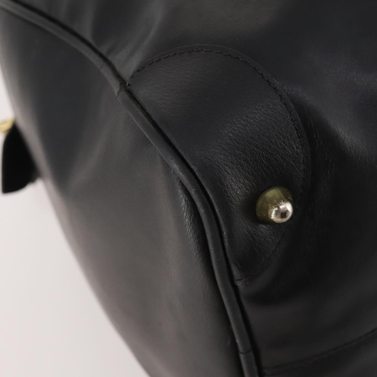 VALENTINO Boston Bag Leather Black Gold Auth bs35030A