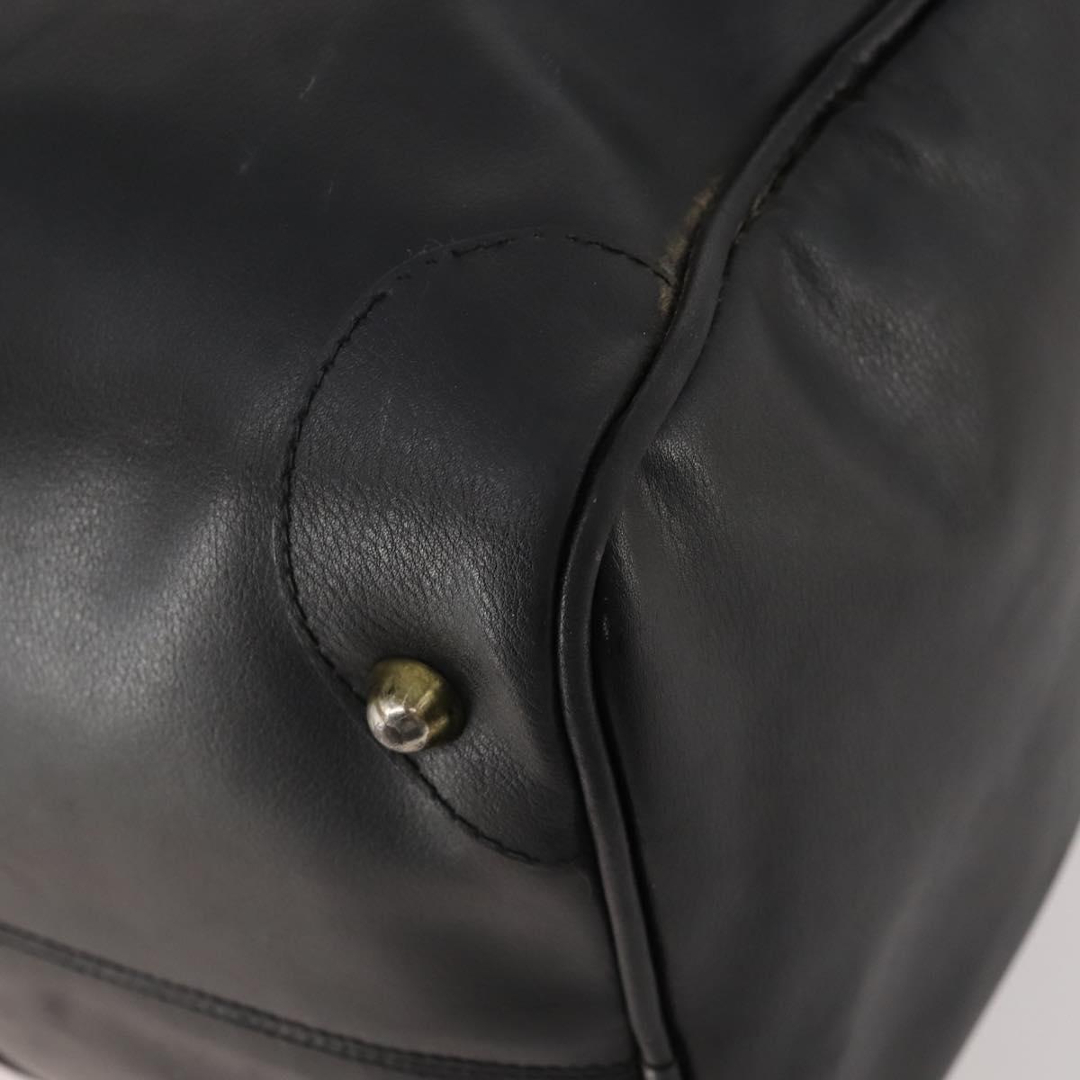 VALENTINO Boston Bag Leather Black Gold Auth bs35030A