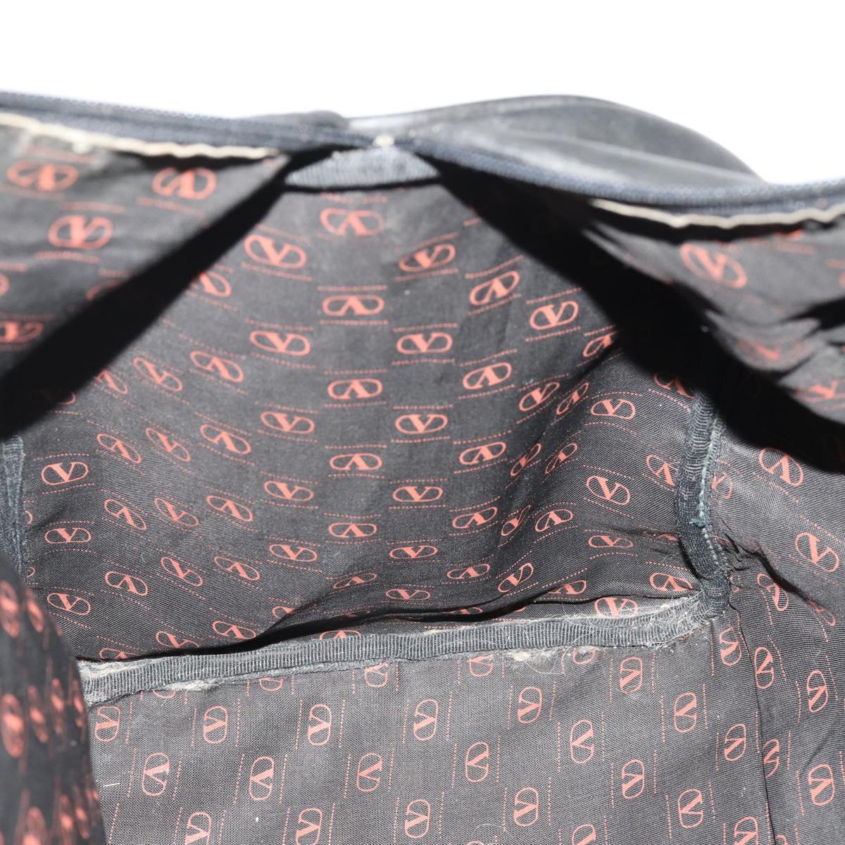 VALENTINO Boston Bag Leather Black Gold Auth bs35030A
