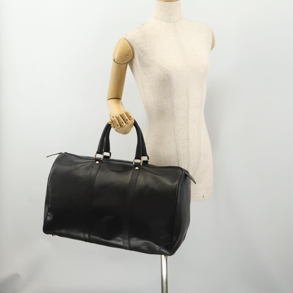 VALENTINO Boston Bag Leather Black Gold Auth bs35030A