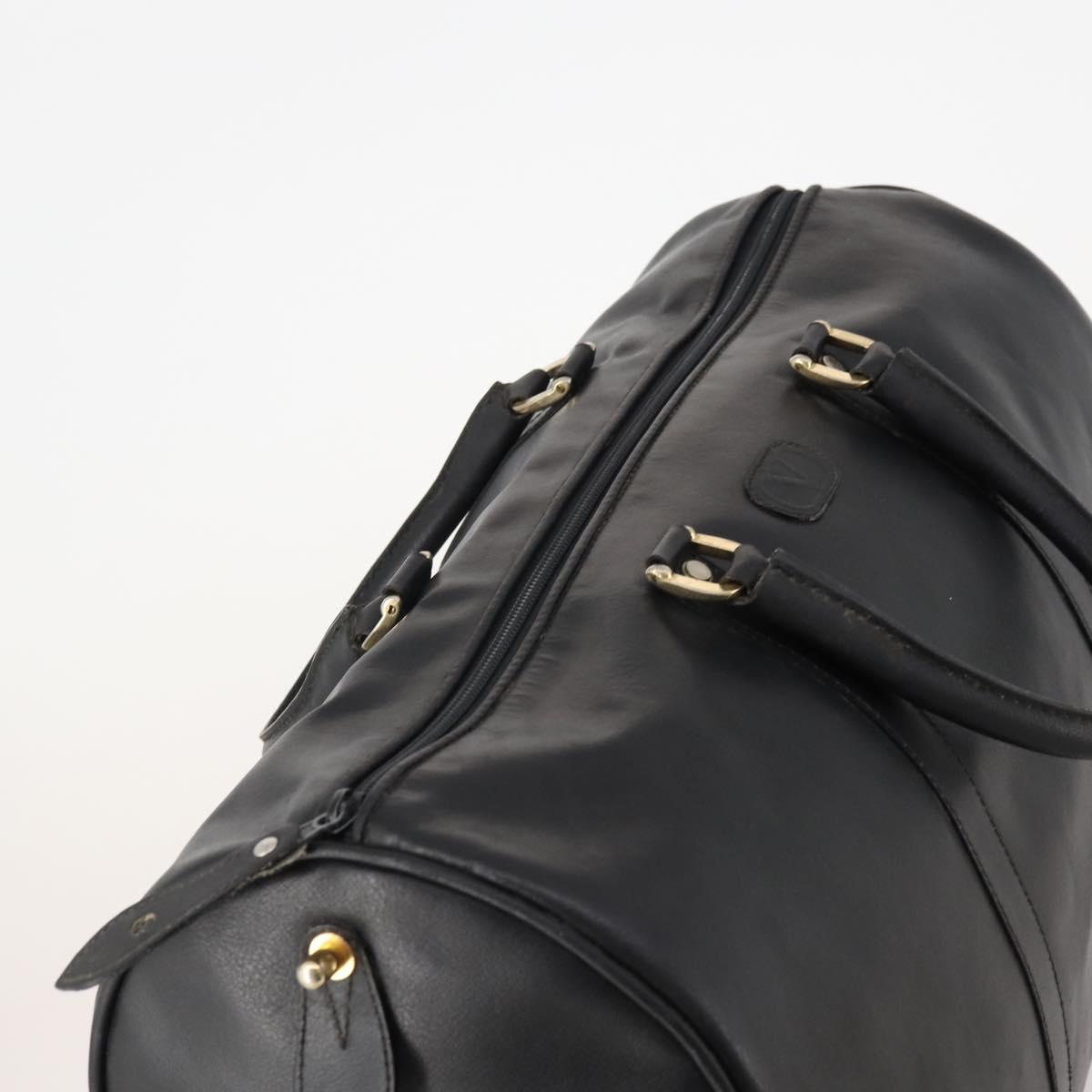 VALENTINO Boston Bag Leather Black Gold Auth bs35030A