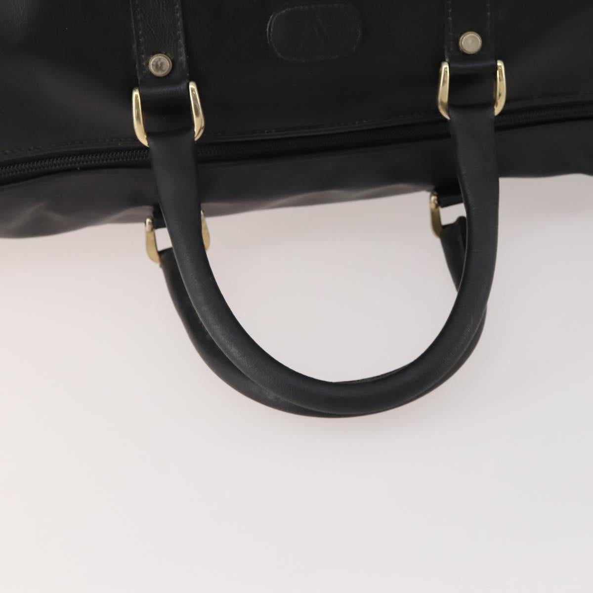 VALENTINO Boston Bag Leather Black Gold Auth bs35030A