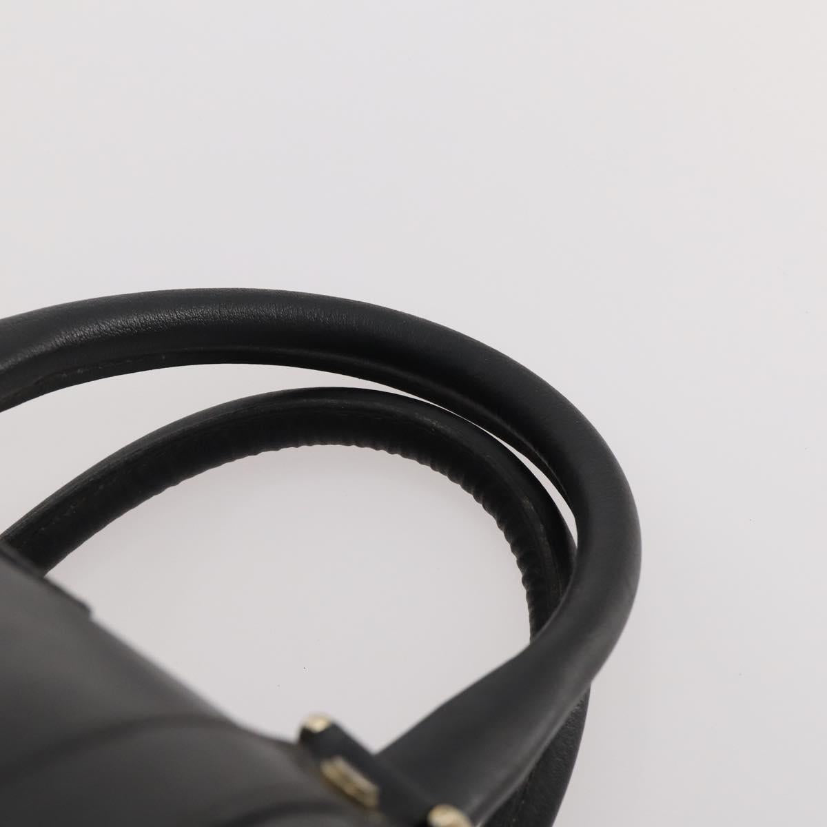 VALENTINO Boston Bag Leather Black Gold Auth bs35030A