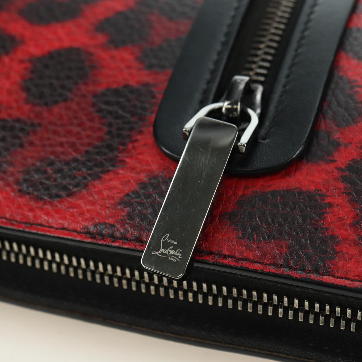 Christian Louboutin Hand Bag Leather 2way Red Silver Auth bs35035V