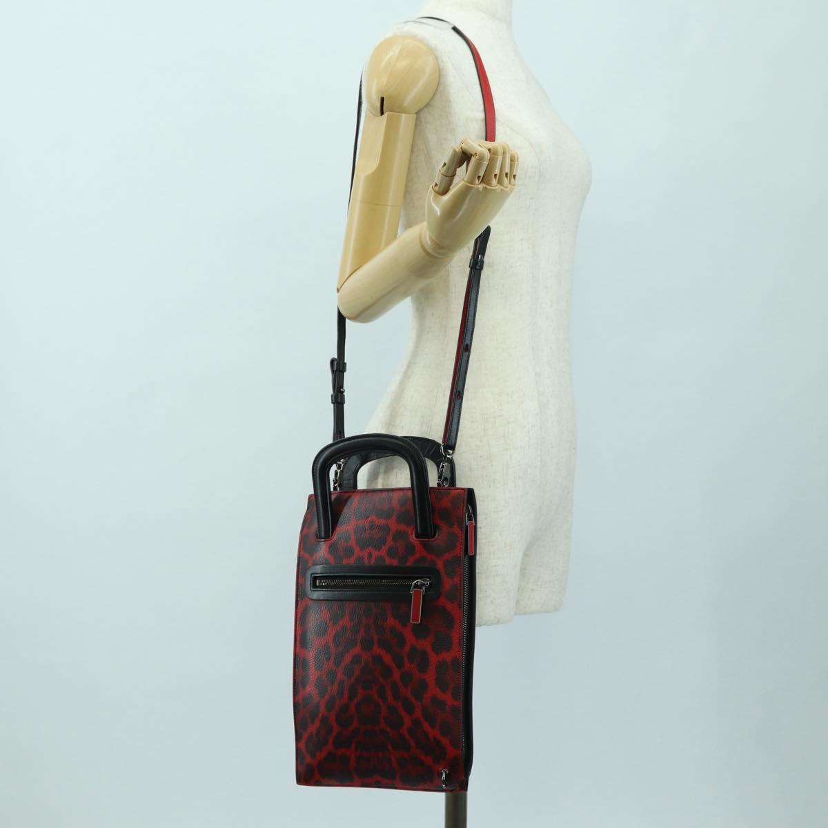 Christian Louboutin Hand Bag Leather 2way Red Silver Auth bs35035V