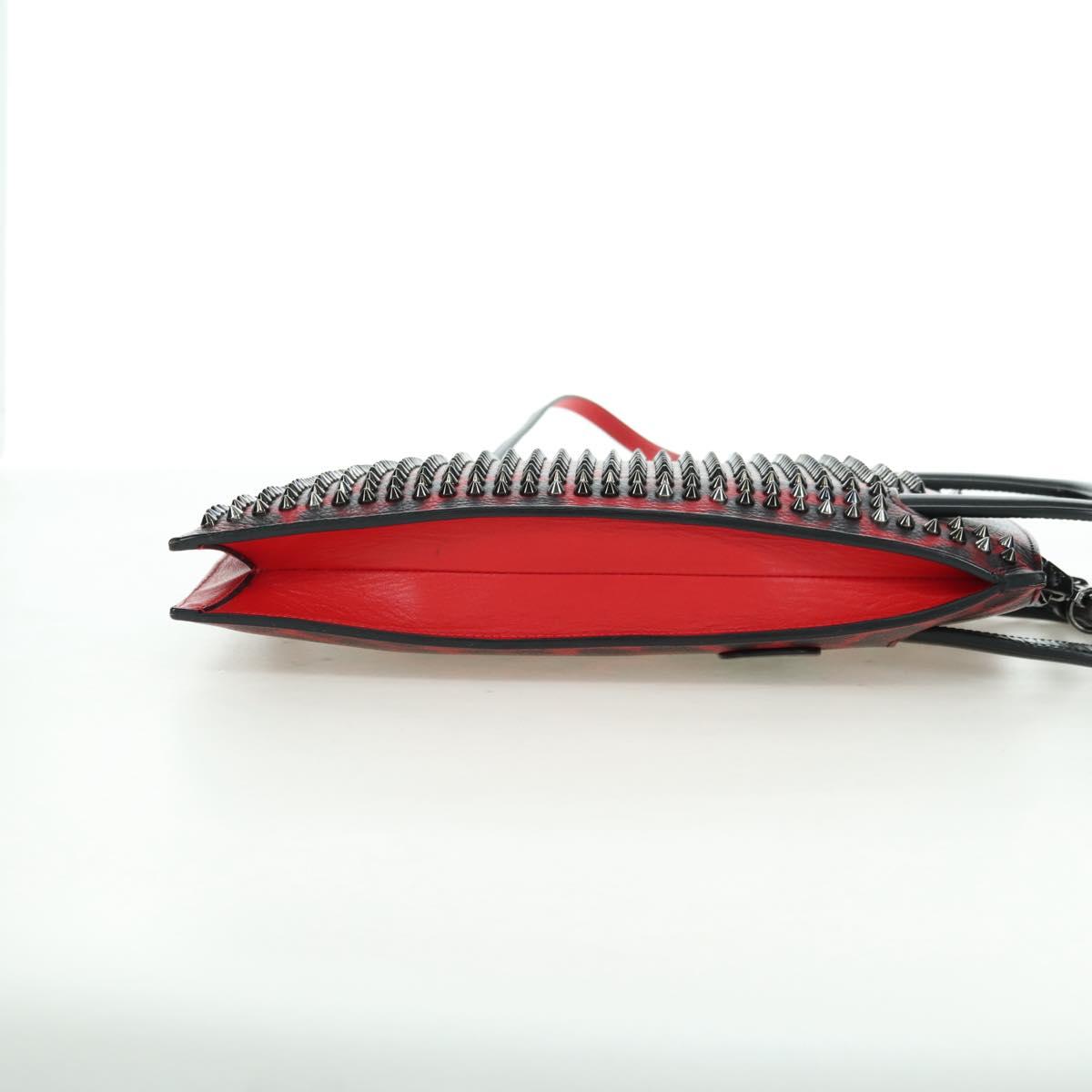 Christian Louboutin Hand Bag Leather 2way Red Silver Auth bs35035V