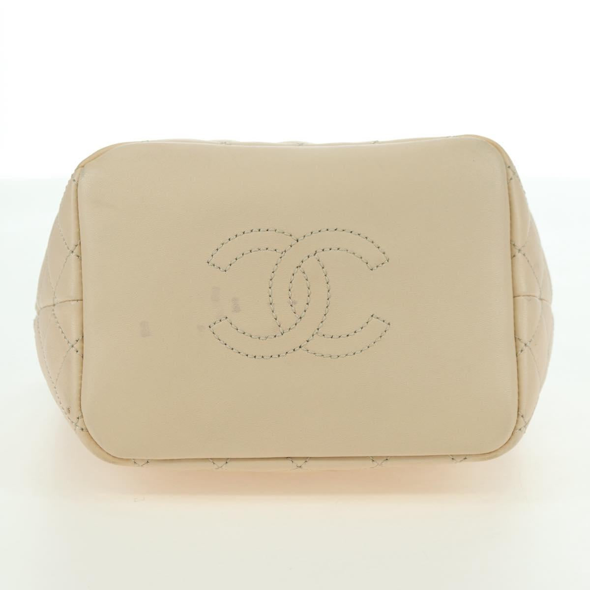 CHANEL Matelasse Chain Shoulder Bag Lamb Skin Ivory Gold CC Auth bs35037M