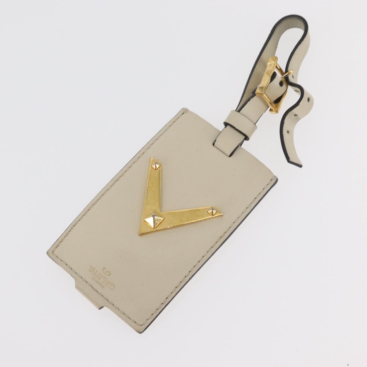 VALENTINO Chain Shoulder Bag Leather Ivory Gold Auth bs35039A
