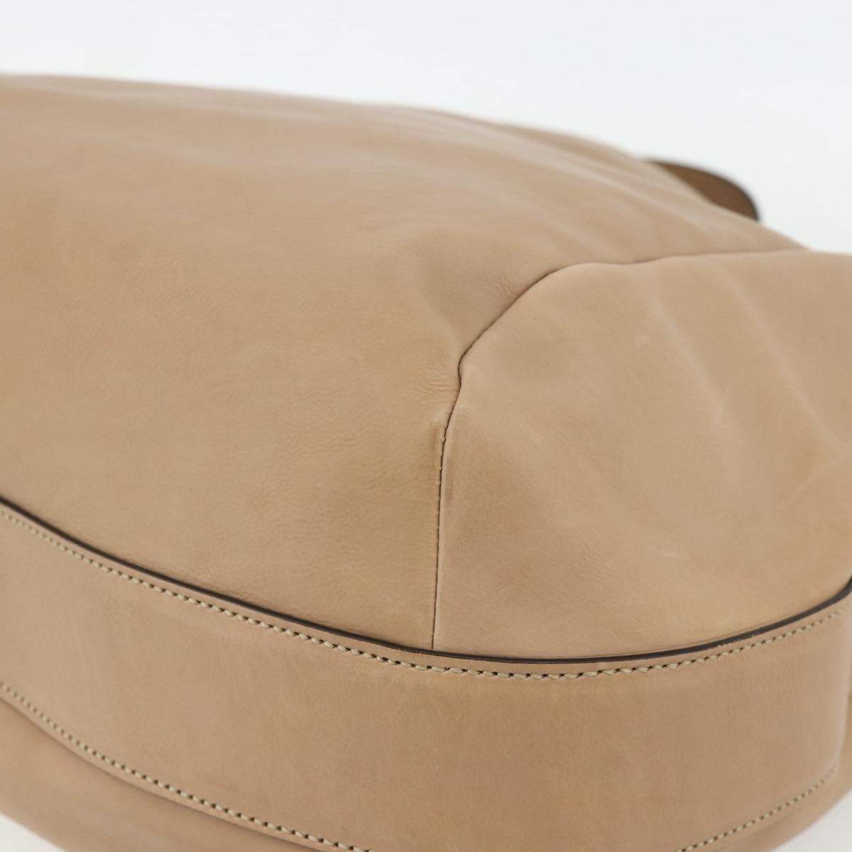 GUCCI Shoulder Bag Leather Beige Gold 296880 Auth bs35043A