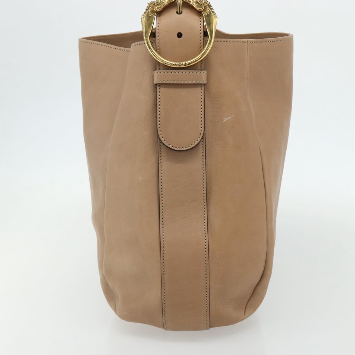 GUCCI Shoulder Bag Leather Beige Gold 296880 Auth bs35043A