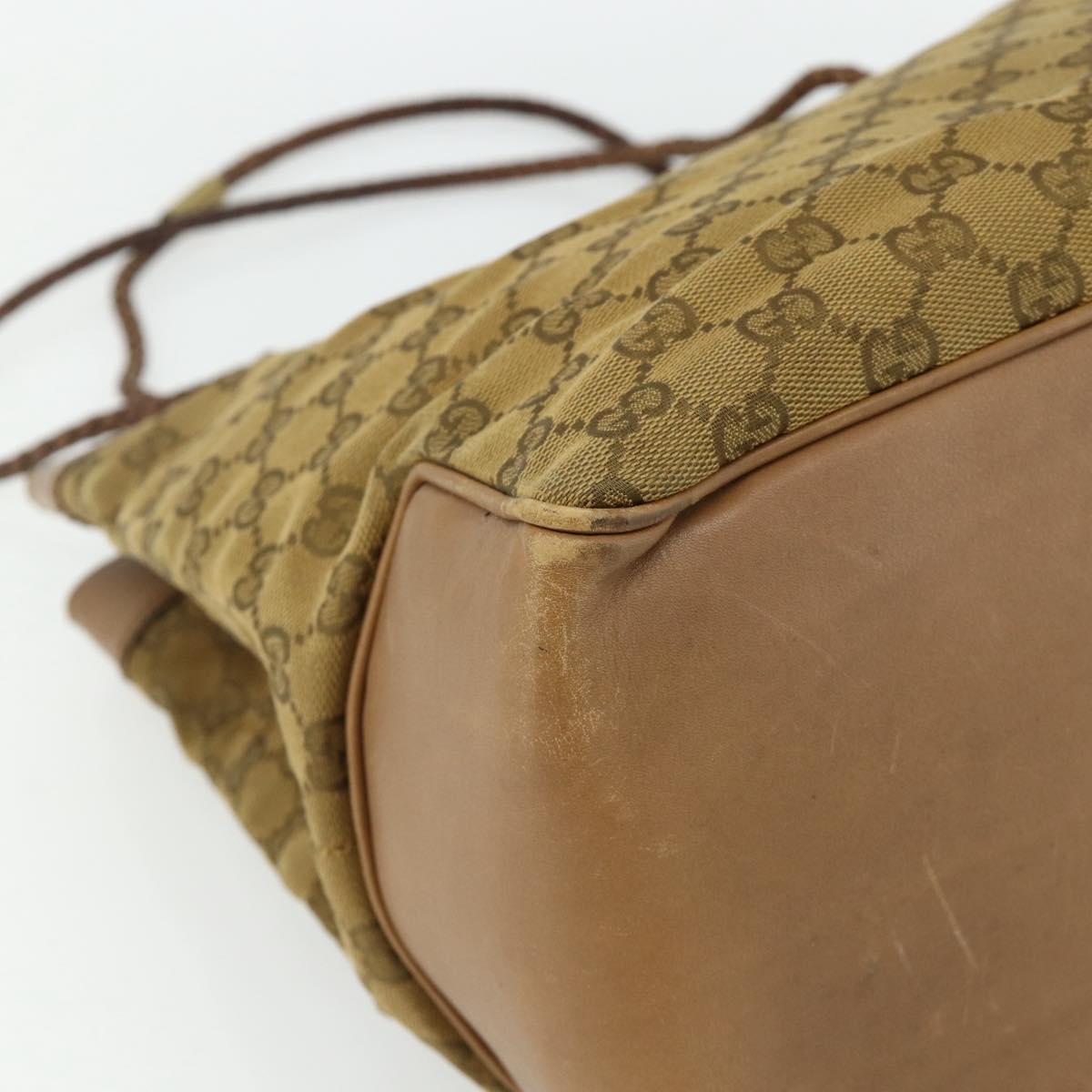 GUCCI GG Canvas Tote Bag Beige Gold 109141 Auth bs35044