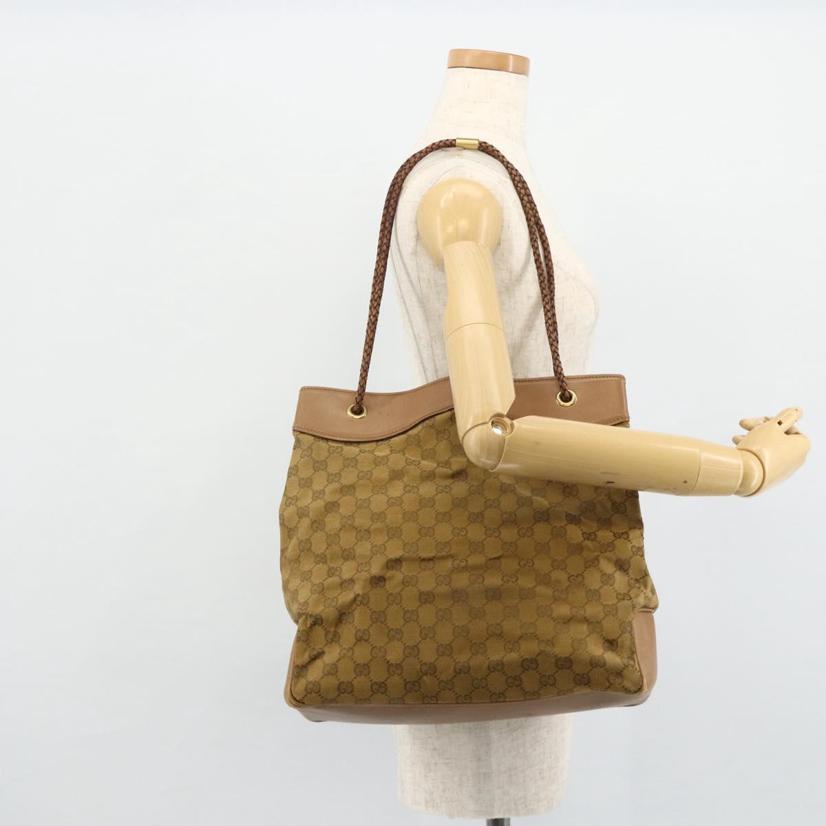 GUCCI GG Canvas Tote Bag Beige Gold 109141 Auth bs35044