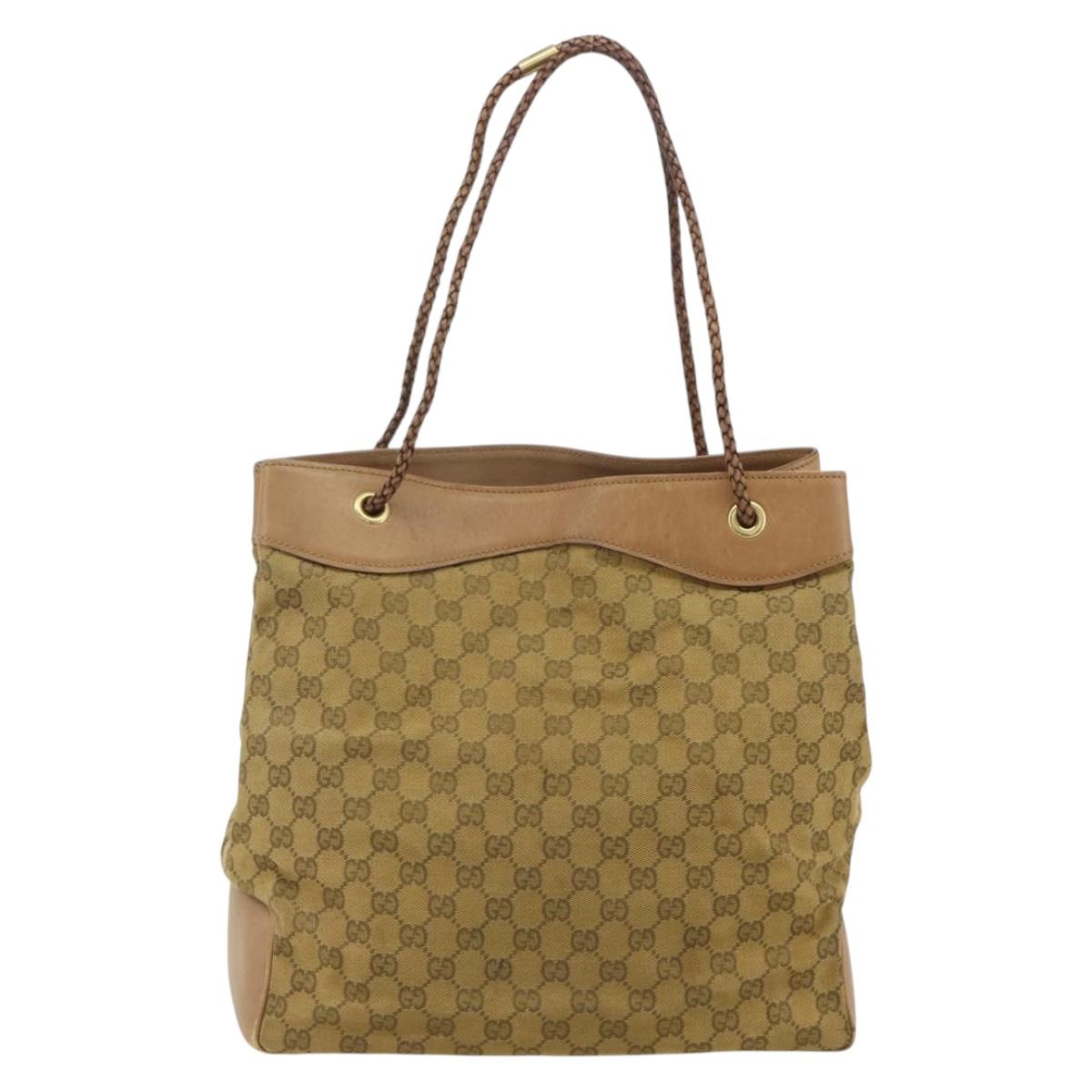 GUCCI GG Canvas Tote Bag Beige Gold 109141 Auth bs35044