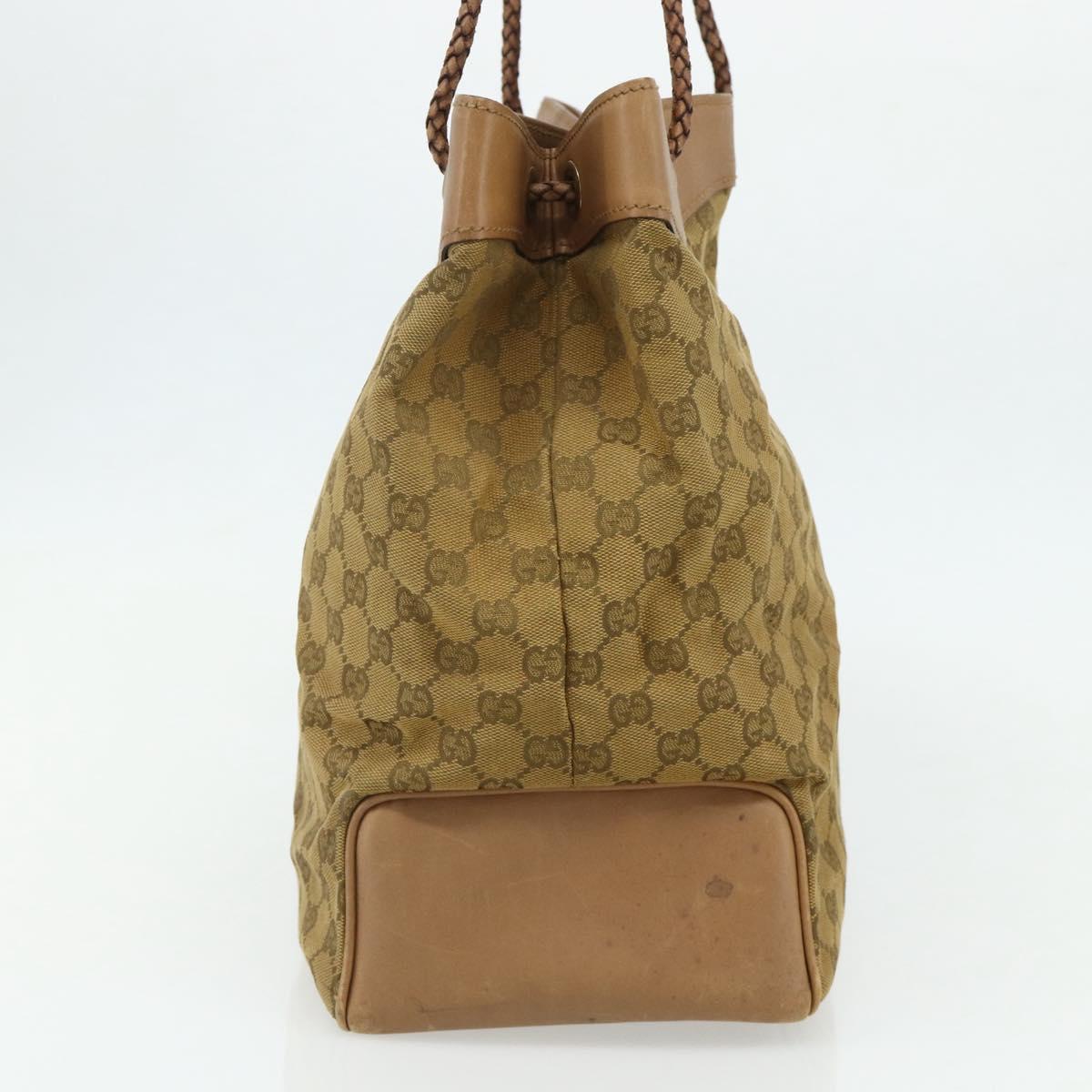 GUCCI GG Canvas Tote Bag Beige Gold 109141 Auth bs35044