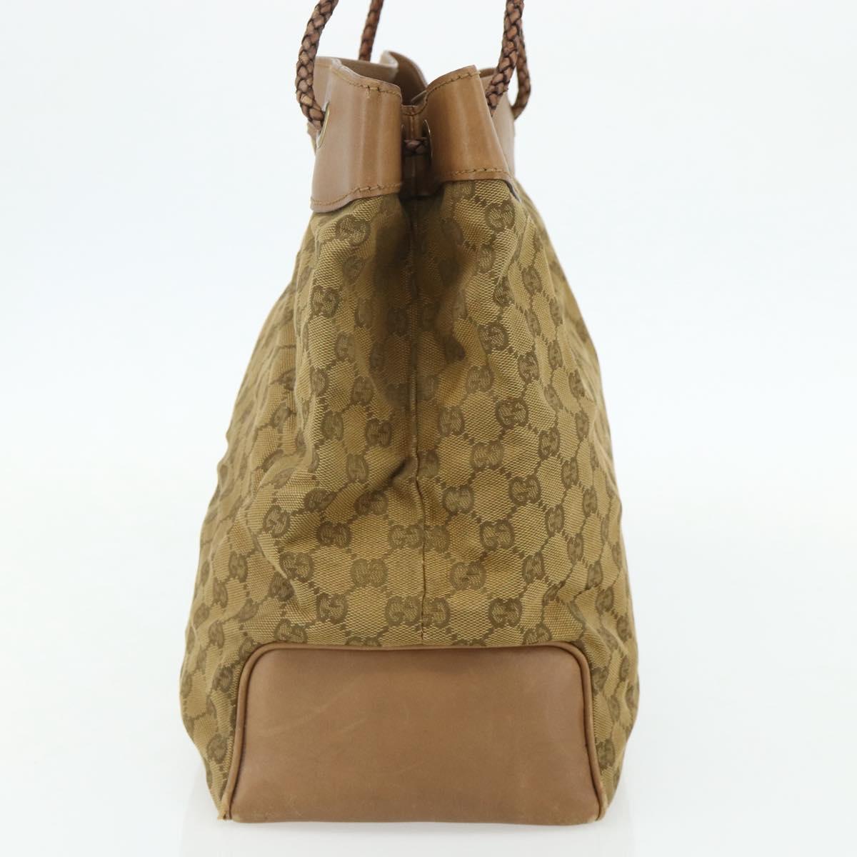 GUCCI GG Canvas Tote Bag Beige Gold 109141 Auth bs35044