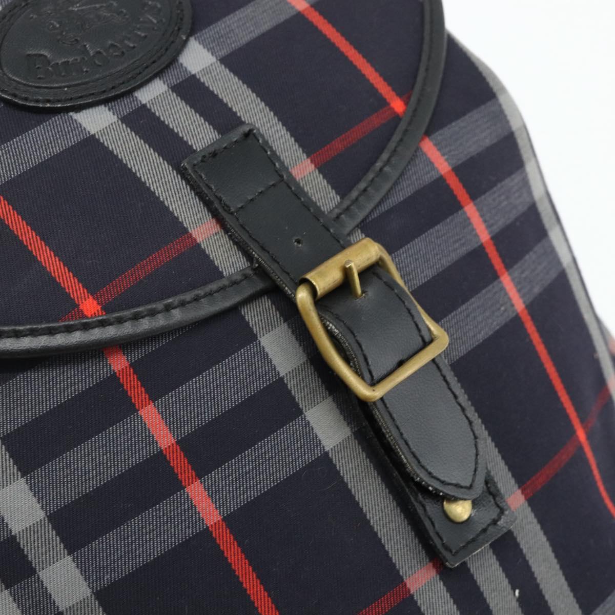 Burberrys Nova Check Backpack PVC Navy Gold Auth bs35046