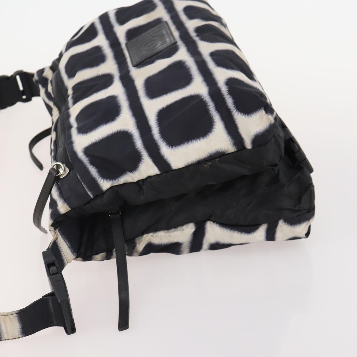 CHANEL Sports Line Reversible Shoulder Bag Nylon Black Silver CC Auth bs35056