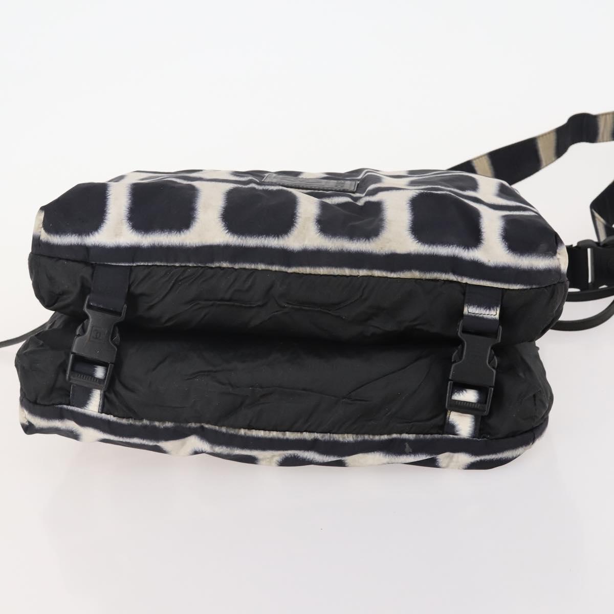 CHANEL Sports Line Reversible Shoulder Bag Nylon Black Silver CC Auth bs35056