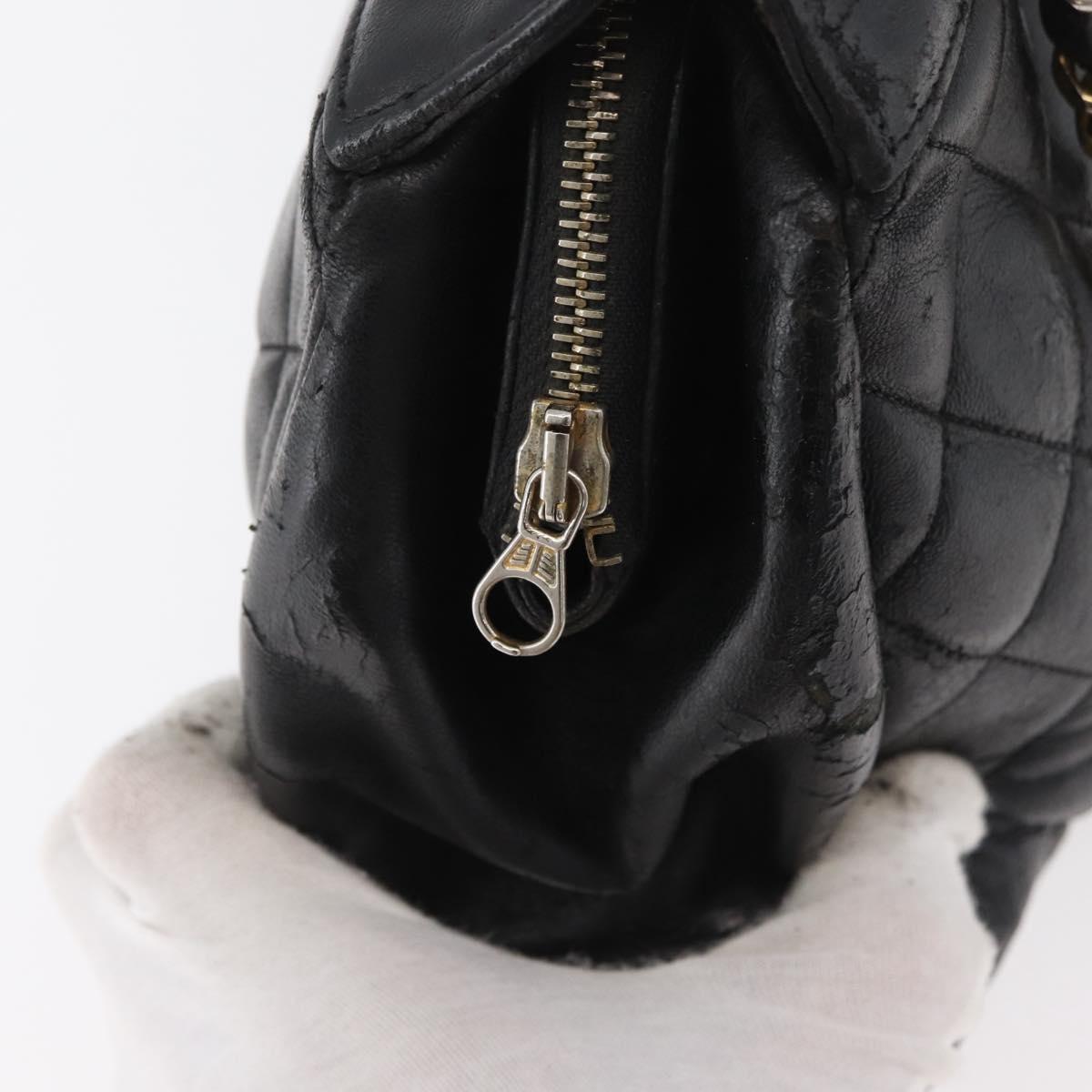 CHANEL Chain Shoulder Bag Lamb Skin Black Gold CC Auth bs35059