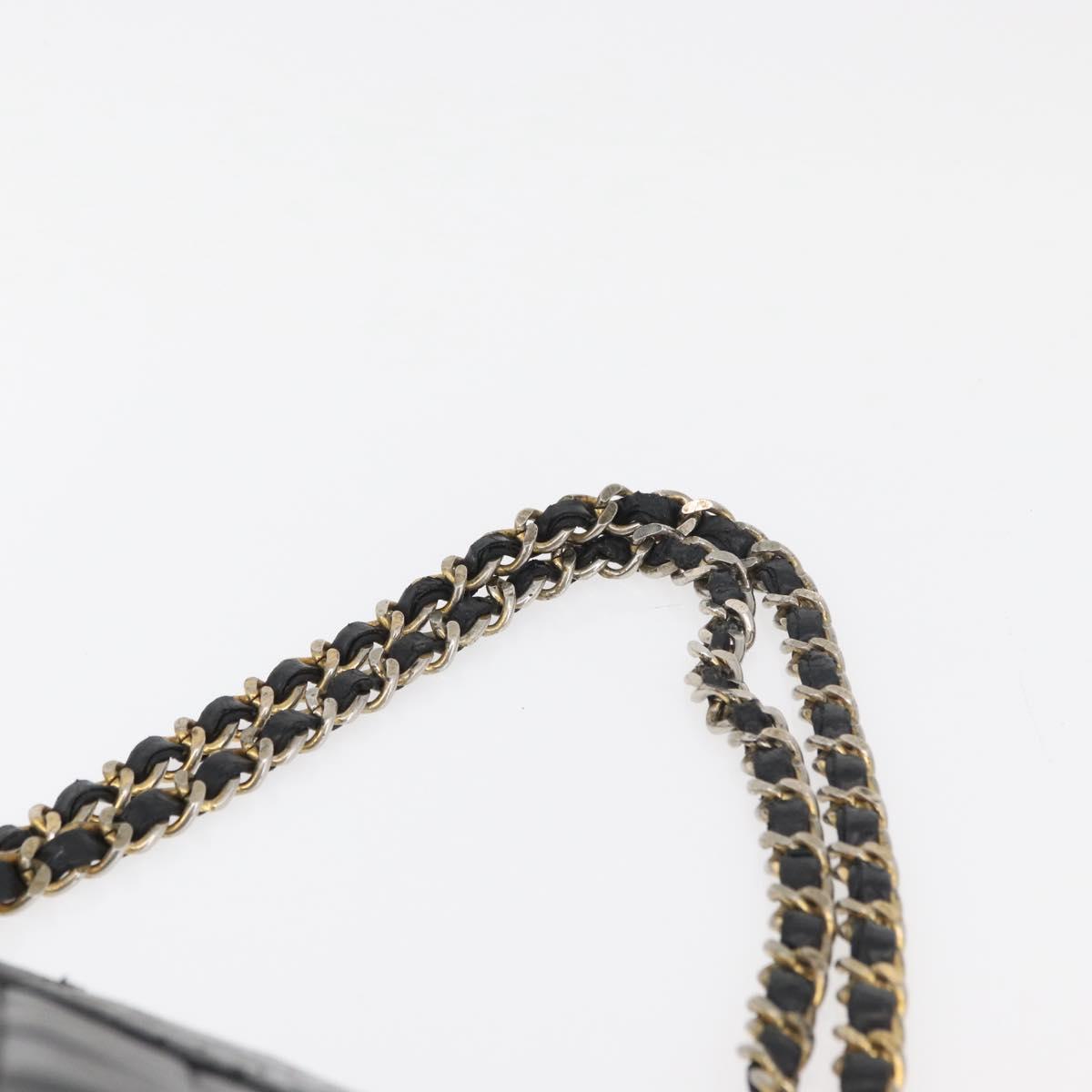 CHANEL Chain Shoulder Bag Lamb Skin Black Gold CC Auth bs35059