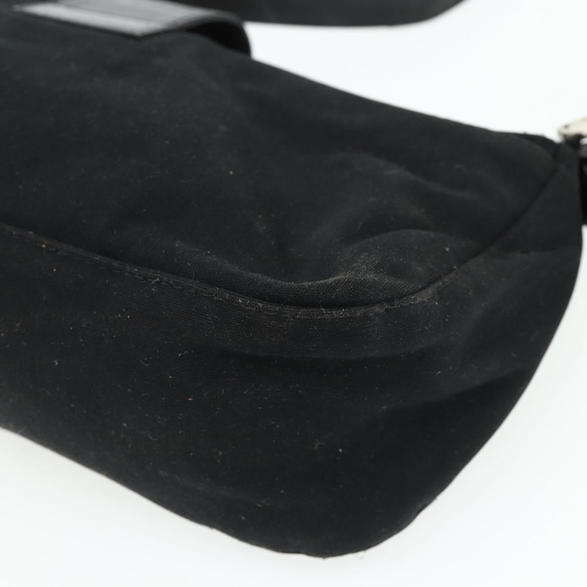 FENDI Mamma Baguette Shoulder Bag Nylon Black Silver Auth bs35060