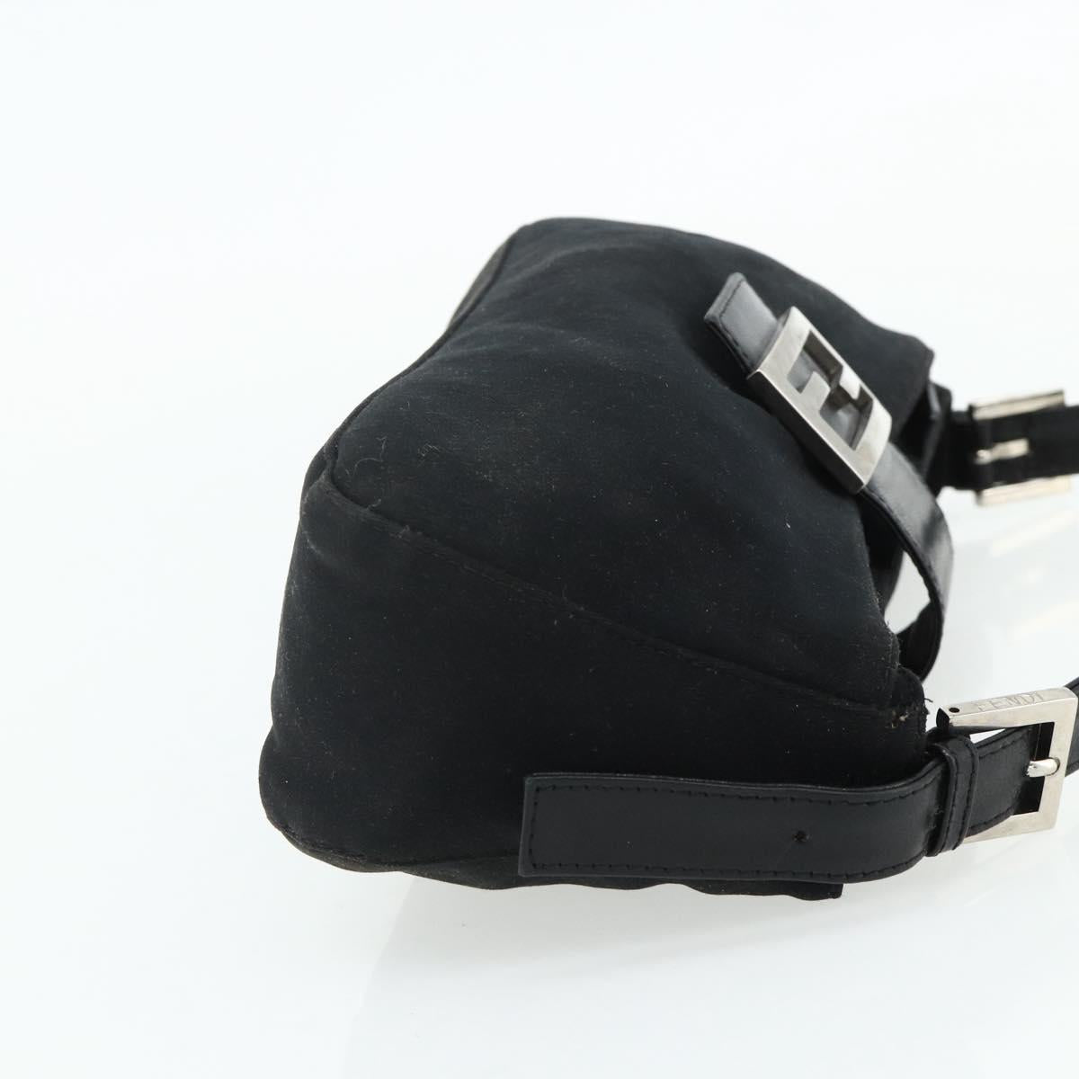 FENDI Mamma Baguette Shoulder Bag Nylon Black Silver Auth bs35060