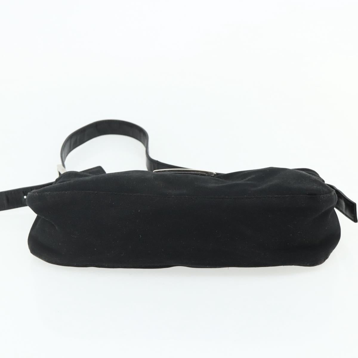 FENDI Mamma Baguette Shoulder Bag Nylon Black Silver Auth bs35060