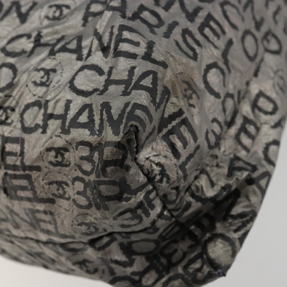 CHANEL Unlimited Tote Bag Coated Canvas Silver CC Auth bs35061