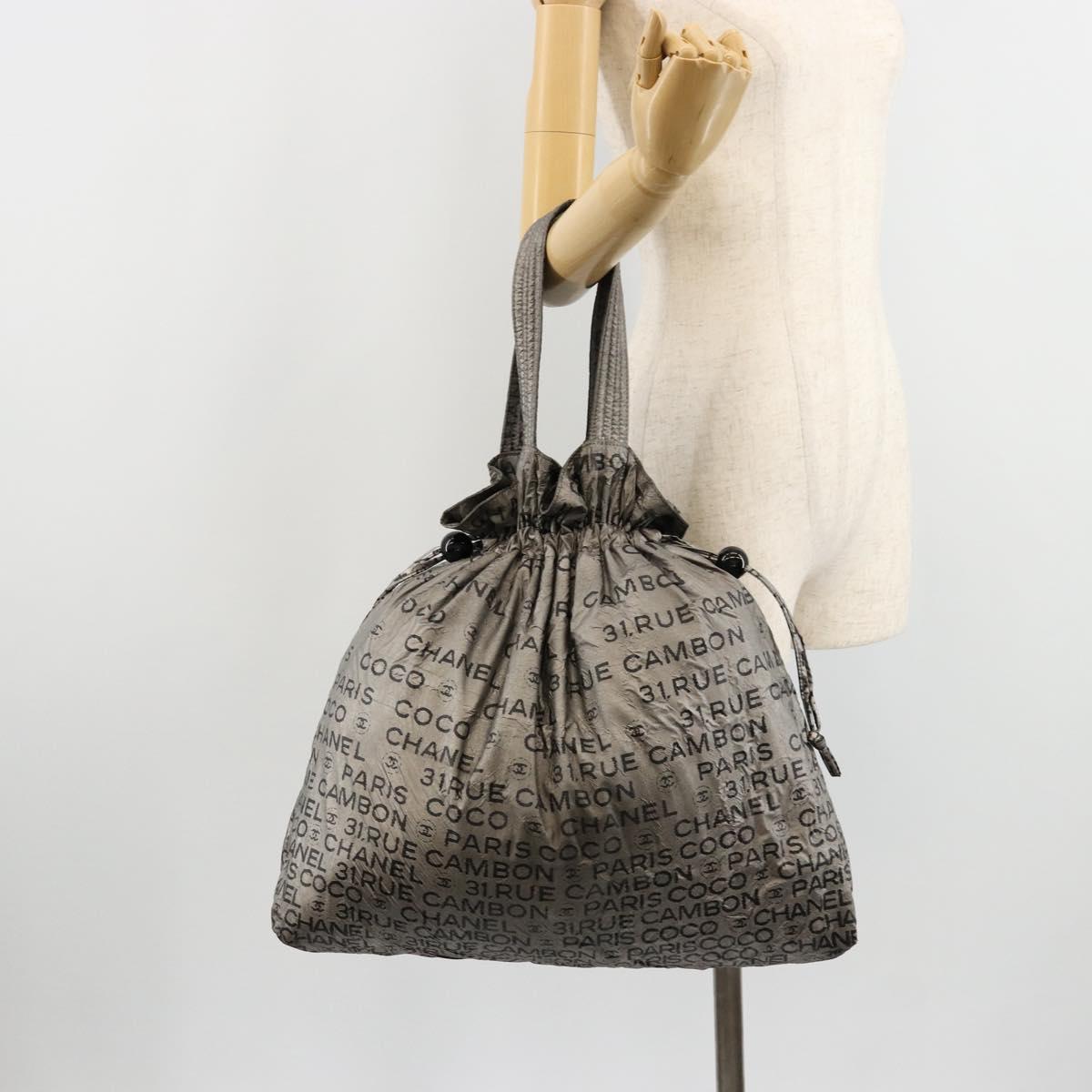 CHANEL Unlimited Tote Bag Coated Canvas Silver CC Auth bs35061